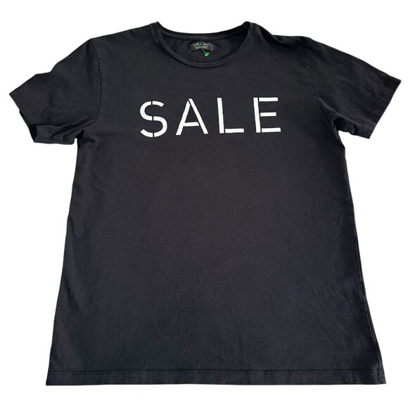 Zara Man Graphic Print "SALE" T Shirt Men's Size Large Black Normcore Preppy - Picture 1 of 3